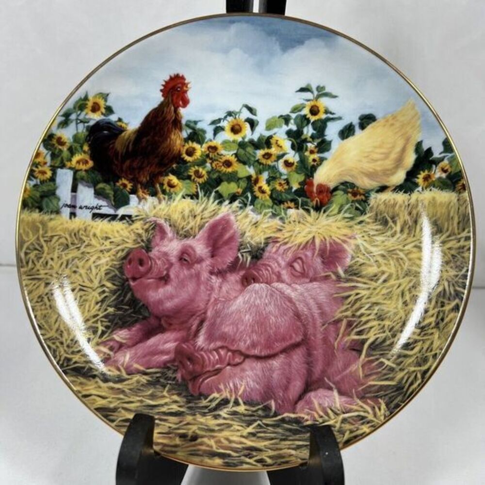 Danbury Mint, Pigs‎ in Bloom, Joan Wright, "Snoozing Swine"Farm, Garden, Cottage